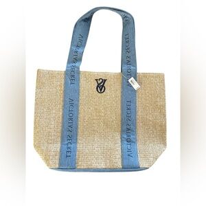 Victoria's Secret Tan and Blue Tote